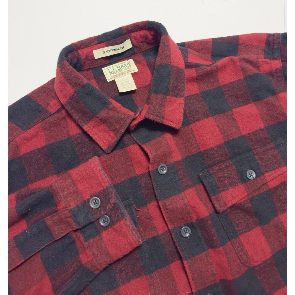 Vtg L.L. Bean Men's Chamois Cloth Work Shirt Outdoor Gorpcore XL Buffalo Plaid